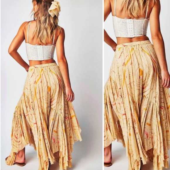RARE*FREE PEOPLE FP ONE Clover Printed Maxi Skirt Sand Combo XS- LE CLOVER SHADE - Picture 9 of 12